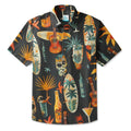LeosWare® Men's Hawaiian Shirt Short Sleeve Button-up 95% Polyester, 5% Spandex Aloha Palm Beat